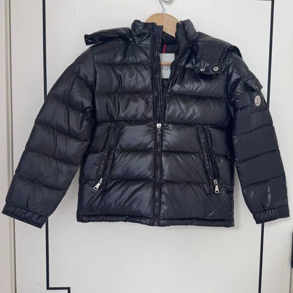 MONCLER Kids Maya Water Resistant Hooded Down Puffer Coat In Black - Picture 1 of 9